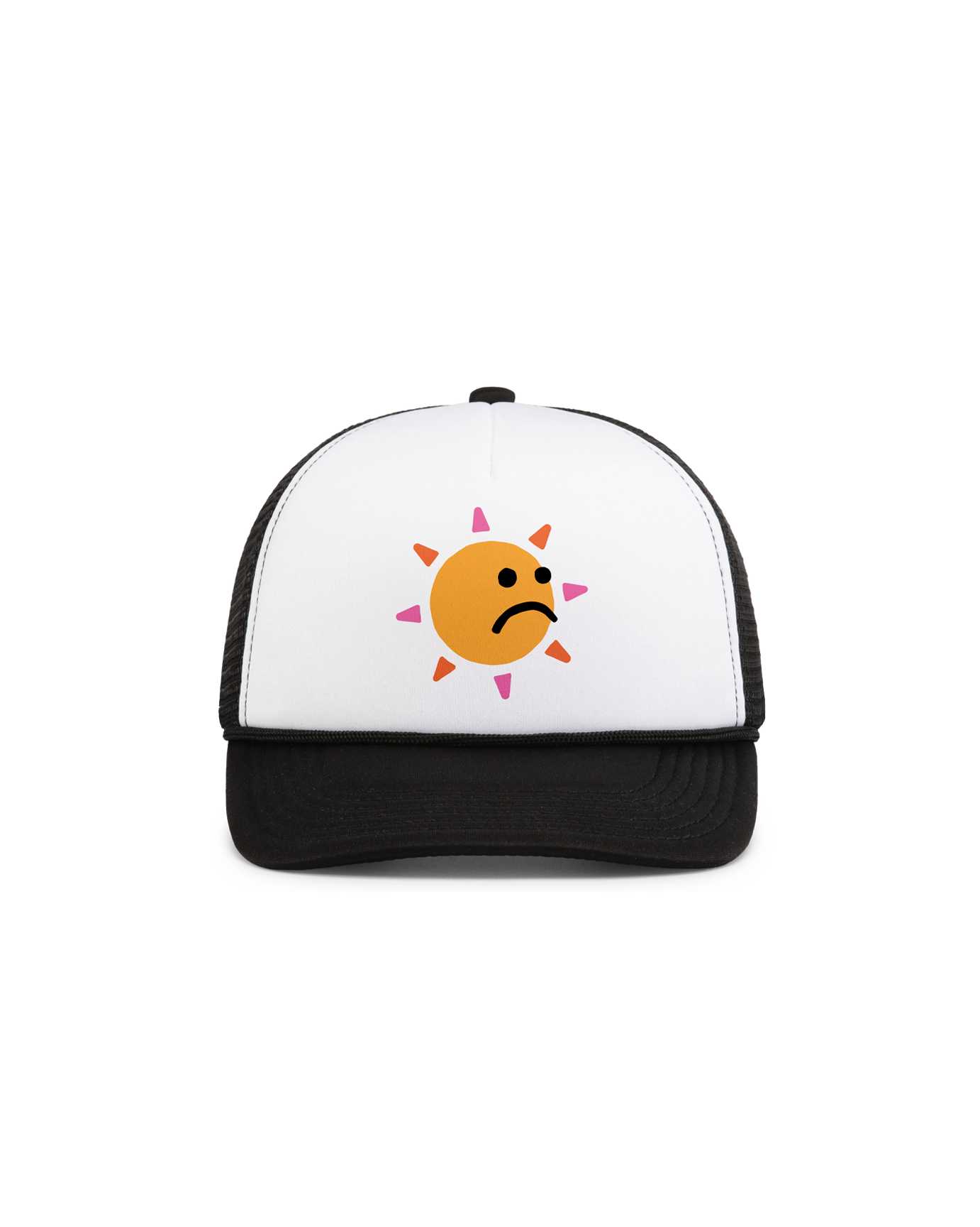 sad sun black trucker hat