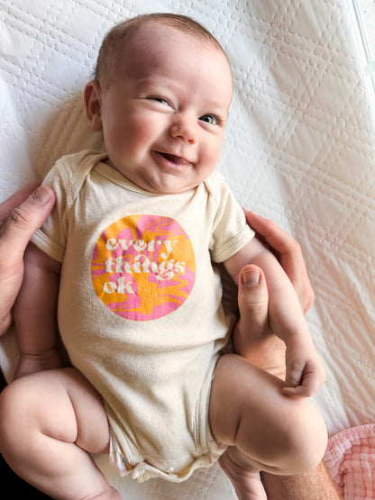 everythings ok marbled circle baby onesie