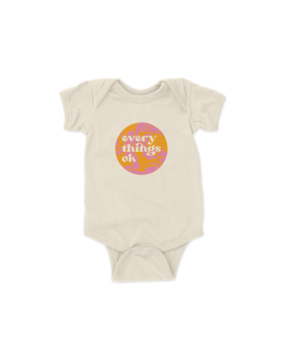 everythings ok marbled circle baby onesie