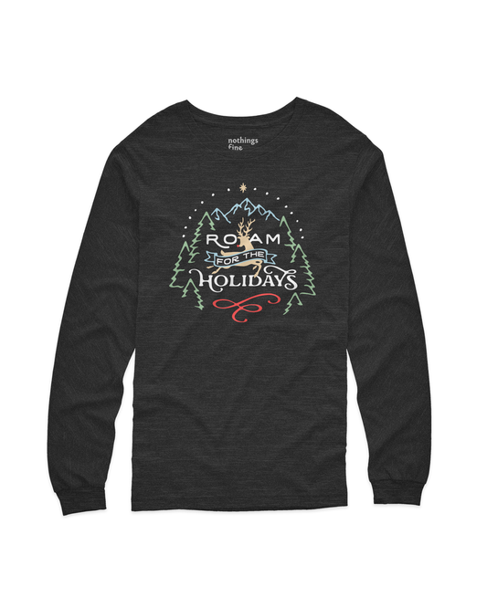 roam for the holidays adult long sleeve t-shirt